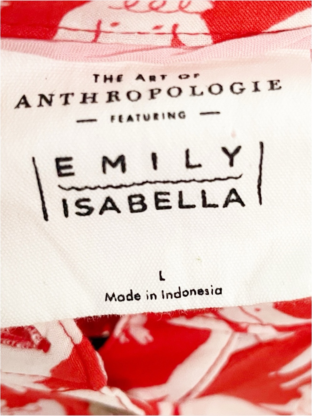 Anthropologie Emily Isabella Red Orange Dog & Cat Print Blouse L Whimsical Top - Picture 5 of 7